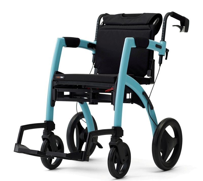 Rollz Motion rullstol och rollator i ett Island Blue
