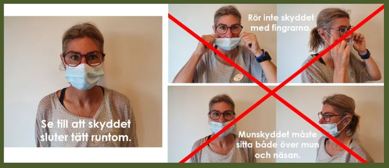 Så bär du munskydd på rätt sätt!