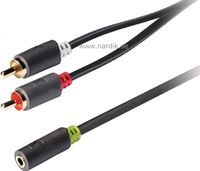 Adapter kabel stereo 3,5 mm hona - 2xRCA hanar 1m