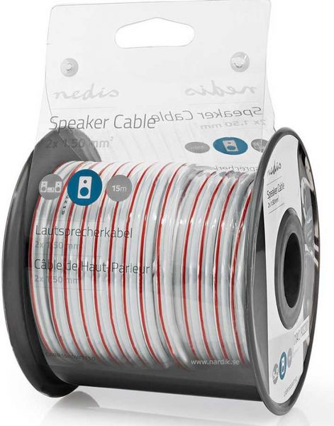 Högtalarkabel OFC 2x1,5mm² 15 meter Vit