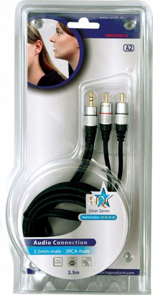 HQ AUX-RCA kabel 2,5m