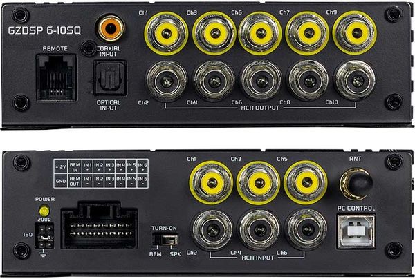 Digital sound processor with six channel high-level or RCA input, digital inputs and Bluetooth functionality