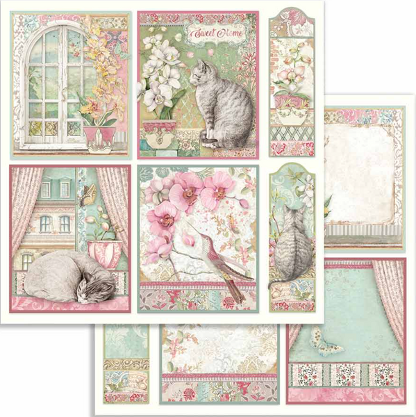 Stamperia new collection 2020 SBBL82 Stamperia *** Orchids and Cats *** 8x8  double sided paper pad