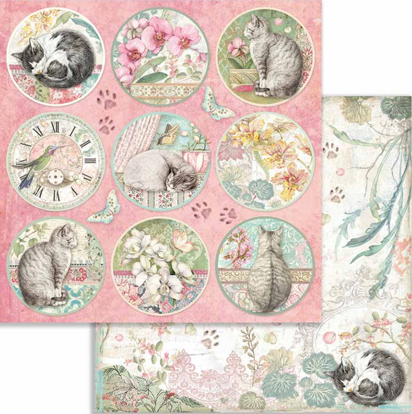 Stamperia new collection 2020 SBBL82 Stamperia *** Orchids and Cats *** 8x8  double sided paper pad