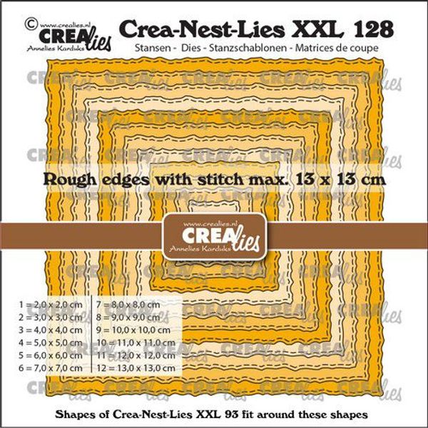Crealies - XXL - Rectangles rough edges with stitch  XXL130