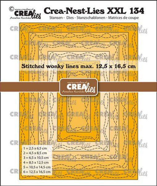 Crealies - XXL - Rectangles with 2 wonky stitchlines CLNestXXL134