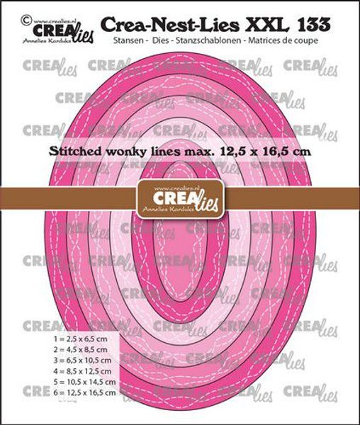 Crealies - XXL - Ovals with 2 wonky stitchlines CLNestXXL133