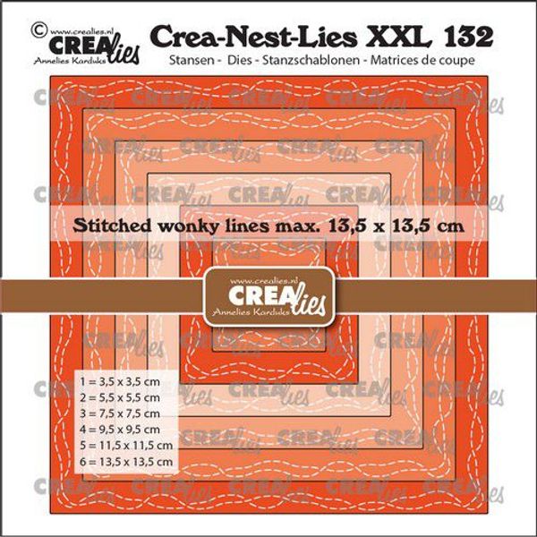 Crealies - XXL - Squares with 2 wonky stitchlines CLNestXXL132