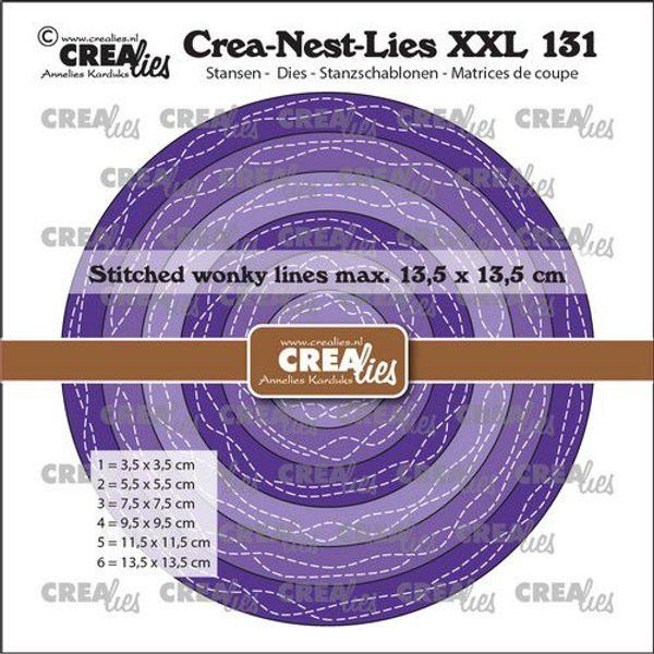 Crealies - XXL - Circles with 2 wonky stitchlines CLNestXXL131