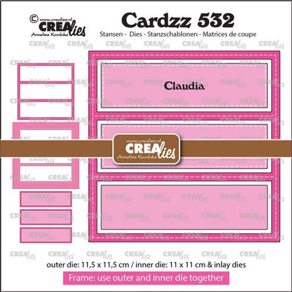 Crealies - Cardzz - Frame & Inlay Claudia 3x rectangle CLCZ532 11,5x11,5 - 11x11cm + inlay dies
