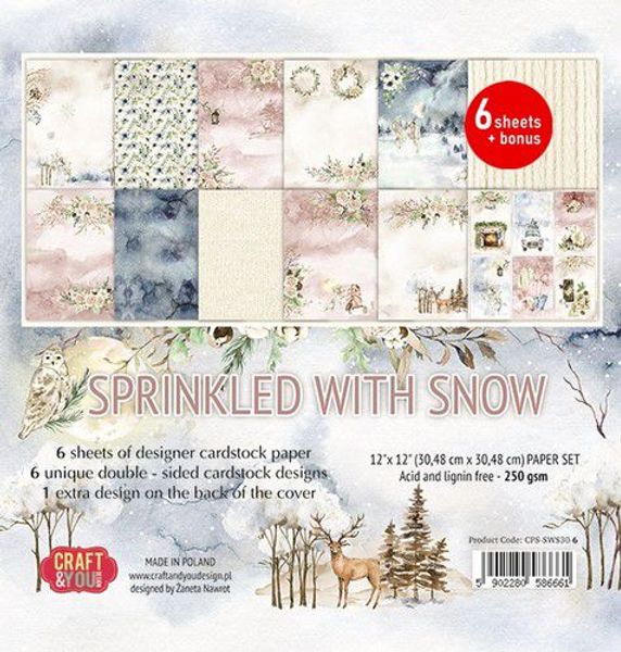 Craft and you - Paper pad - Sprinkled with Snow 12x12 6ark 
