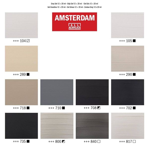 Amsterdam - standard series set - Grey set 12x20 ml