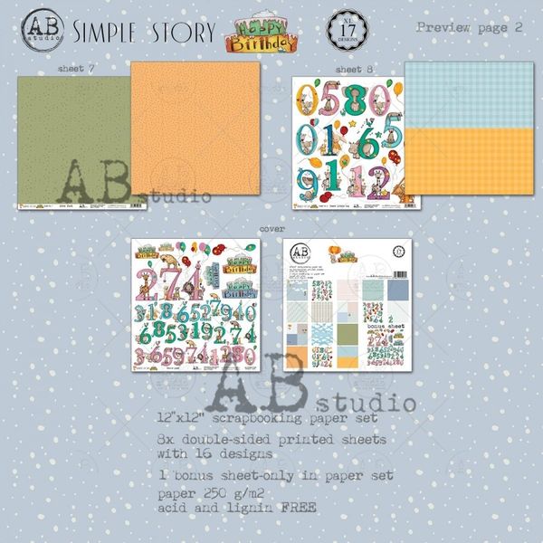AB studio - Simple story Happy Birthday - scrapbooking paper 12x12