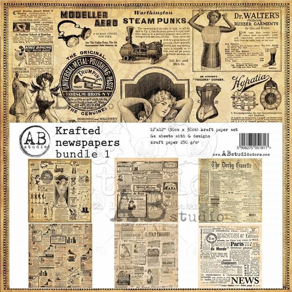 AB studio - Krafted newspapers bundle 1 - scrapbooking paper 