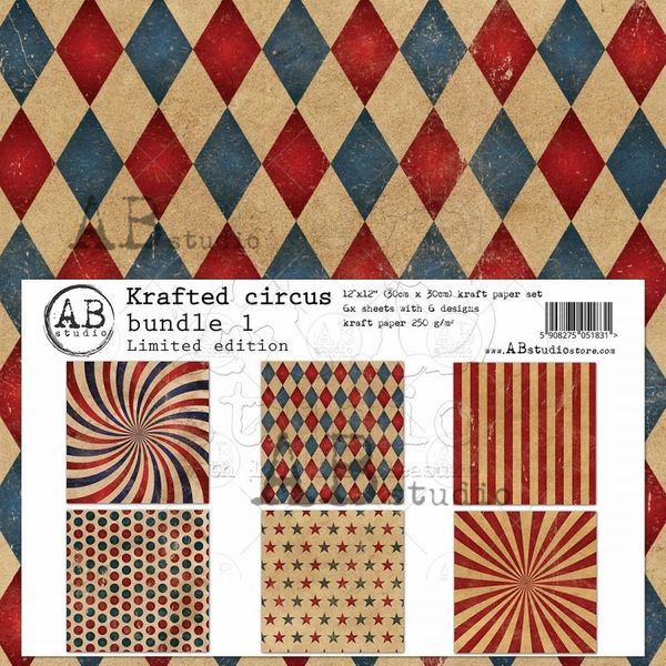 AB studio - Kraftedcircus bundle 1 - scrapbooking paper 12x12 6pc