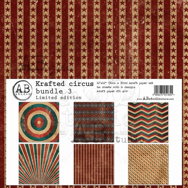 AB studio - Kraftedcircus bundle 3 - scrapbooking paper 12x12 6pc