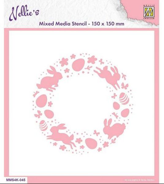 Nellies Choice - Mixed Media Stencils - Easter Wreath MMS4K-045