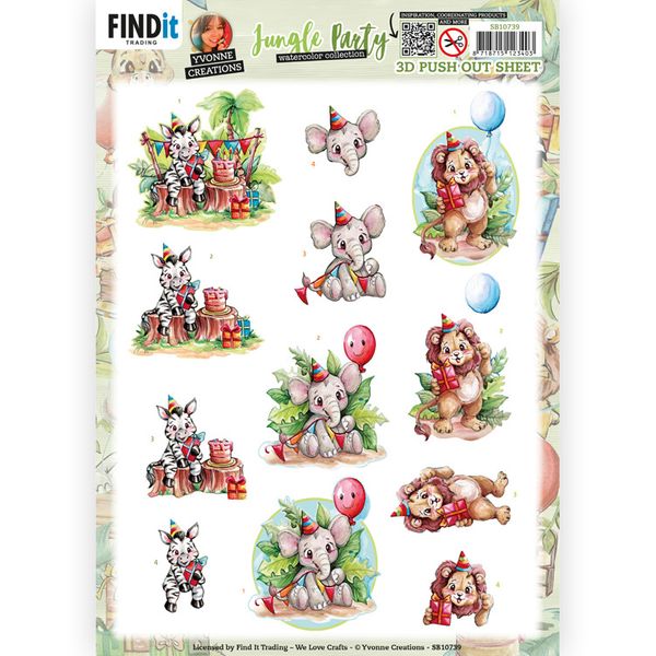 Yvonne Creations - 3D Push out - Jungle Party - Gifts 10739