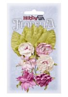 FLORELLA - Blommor och blad rosa nyanser, 3cm 085