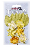 FLORELLA - Blommor och blad gula nyanser, 3cm 084
