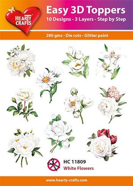 Easy 3d toppers - White flowers  HC11809