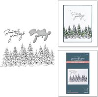 Spellbinders -  BetterPress - Seasons Greetings Evergreens Press Plate & Die Set BP-073