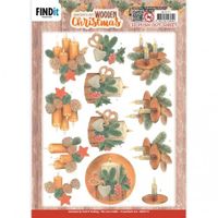 Jeanine's Art - 3D Push out - Wooden Christmas - Orange Candles SB10775