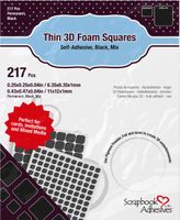 3D Foam - Thin 3D Foam Squares Black Mix 1mm 217pcs 01617