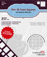 3D Foam - Thin 3D Foam Squares White Mix 1mm 217pcs 01616