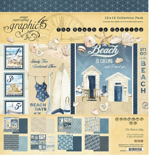 Graphic 45 -12x12 Inch Paper Pad Collection - The Beach is Calling