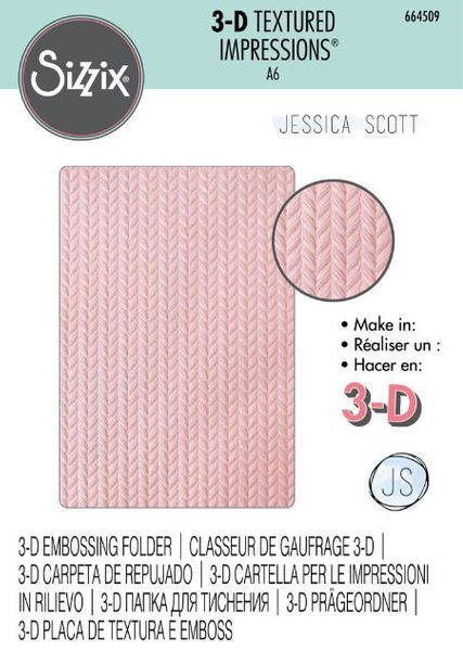 Sizzix - 3D Text  Embossing Folder - Knitted 664509