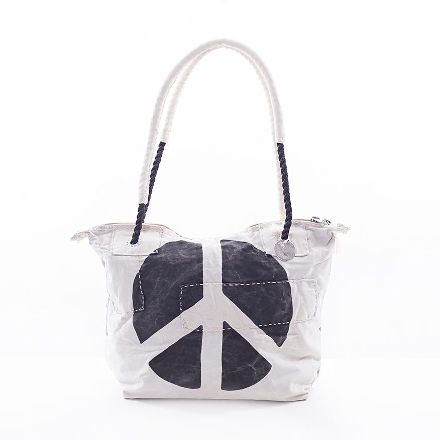 Tygv&auml;ska med tryck Peace Logo Black