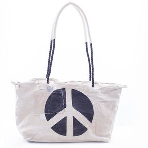 Tygväska Stor, Peace Logo Black